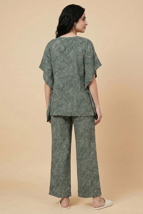 Zivame Woven Kaftan Loungewear Set - Sea Form — image 3